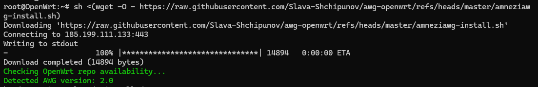 The script downloaded and detected the version — it will pick platform-specific packages automatically.